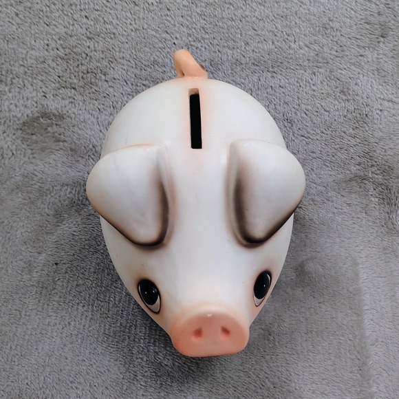 Vintage Ceramic Hog Piggy Bank Mid Century Cute Kitschy Small Big Eyes Farm - Picture 2 of 9
